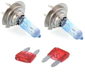 Набор "Головной свет" Лампа галогенная LYNXAUTO SUPER WHITE H7 12V 55W PX26D (Комплект - 2шт.) + Предохранители "мини" (10А) - 2шт.