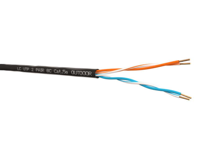 Кабель витая пара UTP2 cat.5е, моножила, медный, уличный, 240м. с коннекторами и колпачками в комплекте