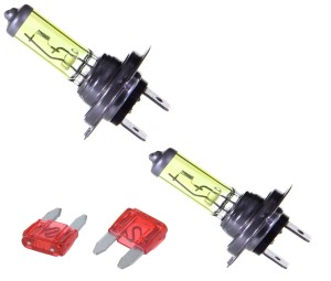 Набор "Головной свет" Лампа галогенная LYNXAUTO YELLOW H7 12V 55W PX26D (Комплект - 2шт.) + Предохранители "мини" (10А) - 2шт.