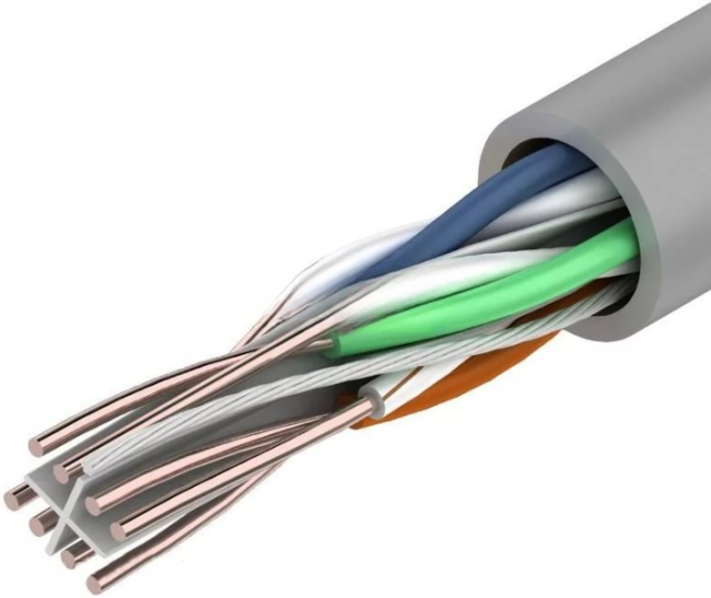 Кабель витая пара UTP, cat.6 23AWG, 4 пары, медный проводник, Eletec, внутренний, 100 метров