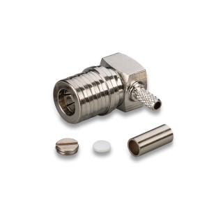 Угловой разъем QMA-male под кабель RG174, RG178, RG316, обжимной под пайку, 10 шт.