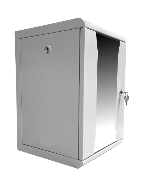 Шкаф настенный 10' 9U серия COMPACT (320х315х465), передняя дверь стекло, серый, Netko