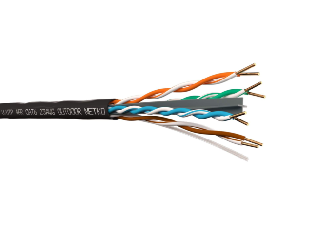 Кабель витая пара UTP4 cat.6, 23AWG, чистая медь, уличный, проходит Fluke Test, 150 метров