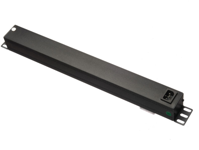 Блок розеток 19", 16А, 8 розеток, без шнура, выключатель, корпус металл, чёрный