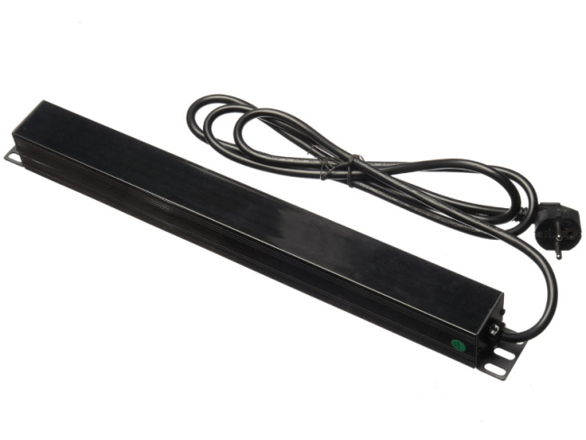 Блок розеток 19", 16А, 9 розеток, шнур 2м, черный