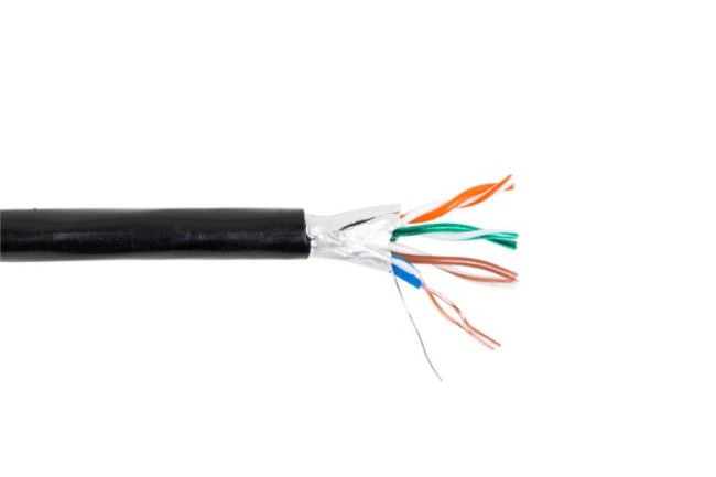Кабель витая пара FTP (экранированный), cat.6a, 4 пары AWG23, уличный, медный проводник, внутренний, Eletec, 5 метров