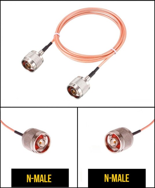 Комплект пигтейлов N-male - N-male, кабель RG316, 50 Ом, 20 см, 4 шт