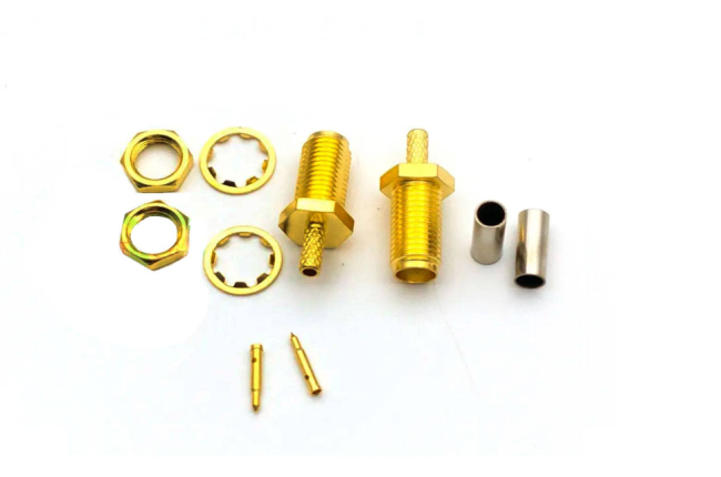 Разъем RP-SMA-female под кабель 5D-FB (LMR-300, LMR-240, RG-8X), 50 Ом, обжимной под пайку, 100 шт.