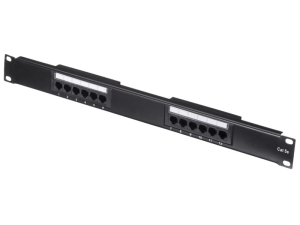 Патч-панель UTP, 19", 12 портов RJ45, cat.5е, 1U, 110 Type, черная