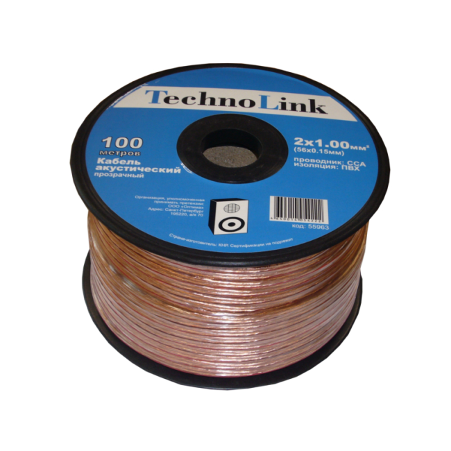 Кабель акустический 2x1.0мм2 (56x0.15мм), CCA, прозрачный, Netko, 12 метров Кабель акустический 2x1.0мм2 (56x0.15мм), CCA, прозрачный, Netko, 12 метров