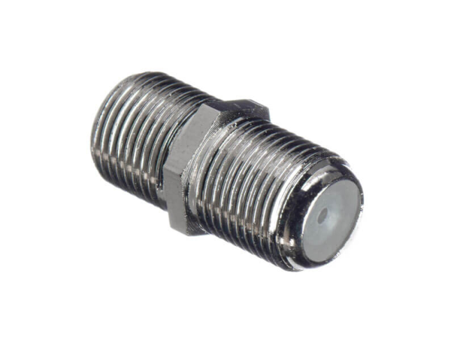 Переходник F-female - F-female, медный, никилевое покрытие, F120-46, Netko, 10 шт