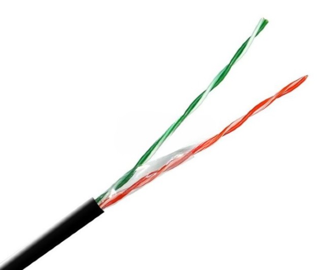 Кабель витая пара UTP, cat.5e, 2 пары 24AWG, уличный, медный проводник, Eletec, 5 метров