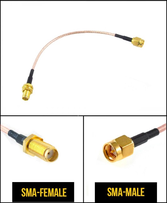 Комплект пигтейлов SMA-male - SMA-female, кабель RG316, 50 Ом, 15 см, 2 шт