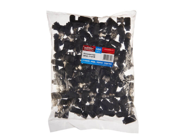 Угловой коннектор BNC-7101B, пластик, медный, Netko, 2 шт.