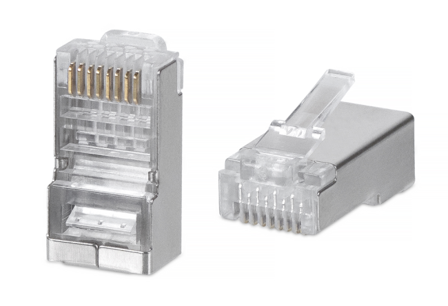 Коннектор RJ-45 (8p8c) cat.6, экранированный (для FTP), со вставкой, для одножильного и многожильного кабеля, Netko, 50 шт.
