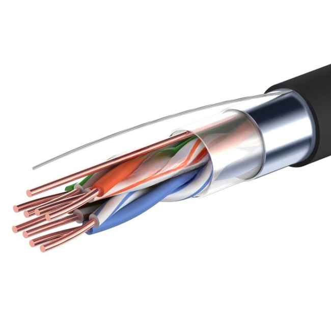 Кабель витая пара FTP (экранированный), cat.5e, 4 пары, уличный, CCA, Eletec, 110 метров
