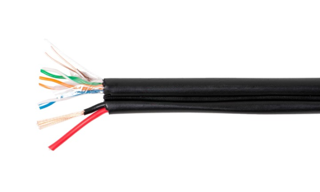 Кабель комбинированный UTP (с питанием), cat.5e, 4 пары, CCA + 2x0.75, уличный, 90 метров