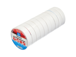 Изолента (лента изоляционная) 19мм х 20м, белая, Netko, блистер из 10 шт