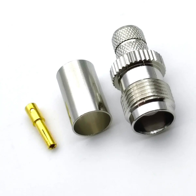 Разъем TNC-female под кабель 5D-FB (LMR-300, LMR-240, RG-8X), 50 Ом, обжимной под пайку, 2 шт.