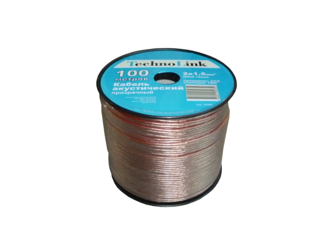 Кабель акустический 2x1.5мм2 (85x0.15мм), CCA, прозрачный, Technolink, 7 метров Кабель акустический 2x1.5мм2 (85x0.15мм), CCA, прозрачный, Technolink, 7 метров