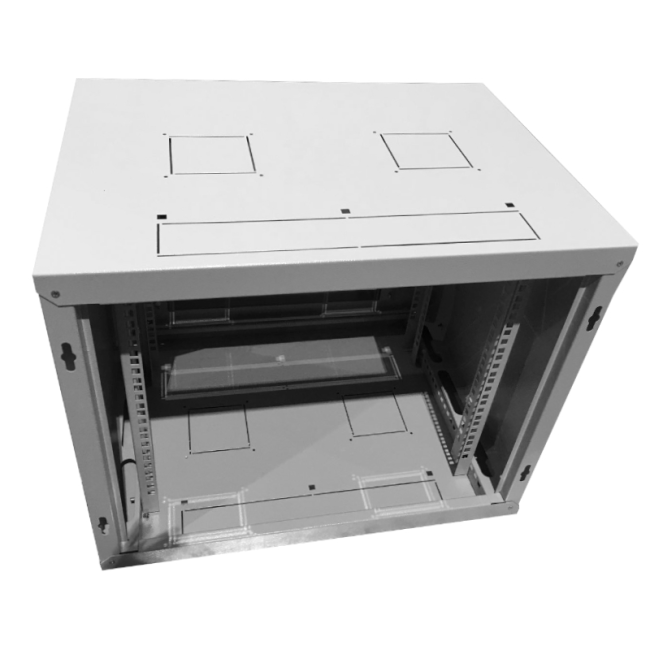 Шкаф настенный 19' 9U серия NOP2 (600х450x490), передняя дверь стекло, разборный, серый Netko Шкаф настенный 19' 9U серия NOP2 (600х450x490), передняя дверь стекло, разборный, серый Netko