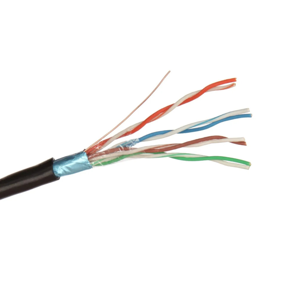 Кабель витая пара FTP 4 пары, чистая медь (BC), cat.5e, 24AWG, для внешней  прокладки, черный,