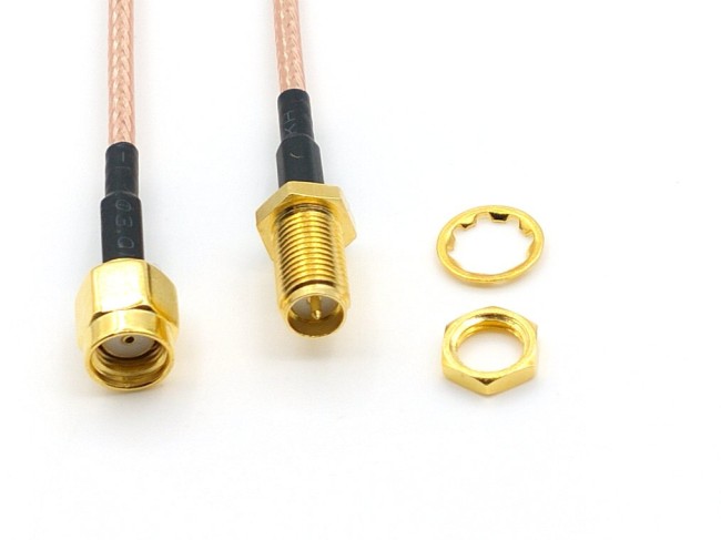Комплект из 2-х пигтейлов (кабельная сборка) RP-SMA(female)-RP-SMA(male) прямой/прямой, кабель RG316, длина 140 мм Комплект из 2-х пигтейлов (кабельная сборка) RP-SMA(female)-RP-SMA(male) прямой/прямой, кабель RG316, длина 140 мм