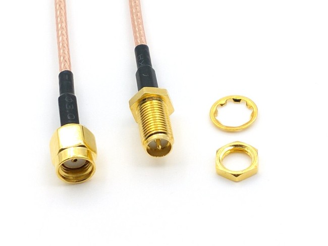 Комплект из 2-х пигтейлов (кабельная сборка) RP-SMA(female)-RP-SMA(male) прямой/прямой, кабель RG316, длина 140 мм Комплект из 2-х пигтейлов (кабельная сборка) RP-SMA(female)-RP-SMA(male) прямой/прямой, кабель RG316, длина 140 мм