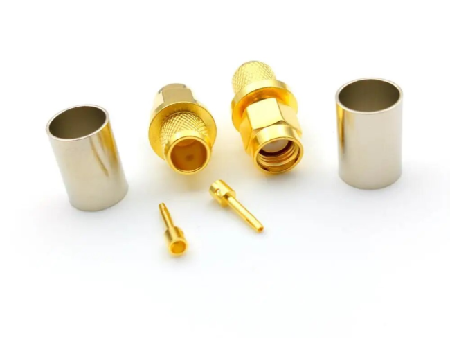 Разъем RP-SMA-male под кабель 5D-FB (LMR-300, LMR-240, RG-8X), 50 Ом, обжимной под пайку, 10 шт.