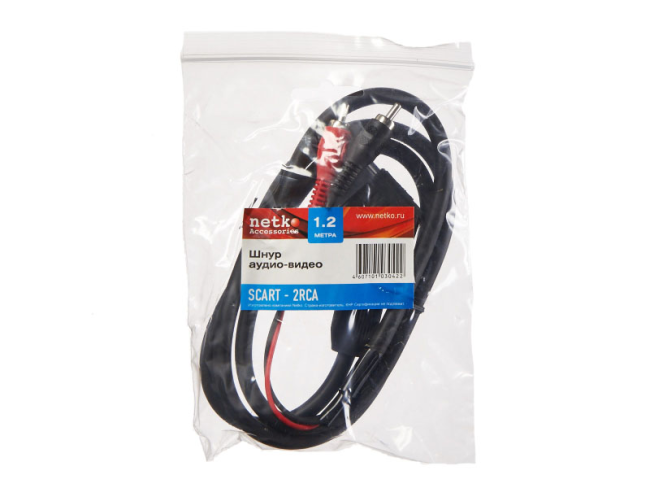 Шнур-переходник SCART (21 pin) - 2RCA, Netko, 1.2 метра