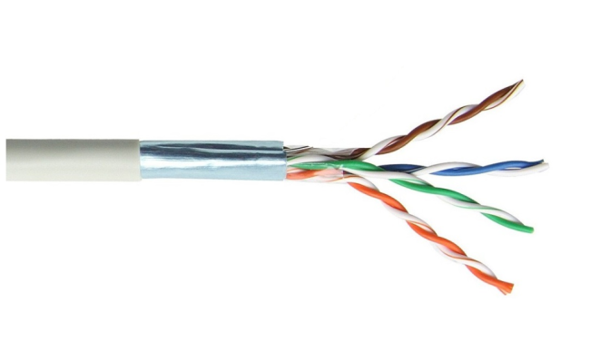Кабель витая пара FTP 4 пары, cat.5е, экранированный, для помещений, с коннекторами и колпачками RJ45 в комплекте, 25 метров