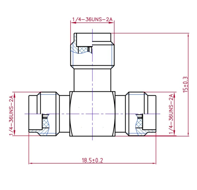 Переходник тройник SMA-female - SMA-female - SMA-female (SMA-KKK), 50 Ом, 3 шт