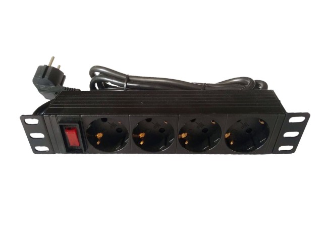 Блок розеток 10', 16А, 4 розетки, шнур 1,5 метра, черный