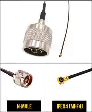 Комплект пигтейлов N-male - IPEX4 (MHF4), кабель RF1.13, 50 Ом, 20 см, 2 шт