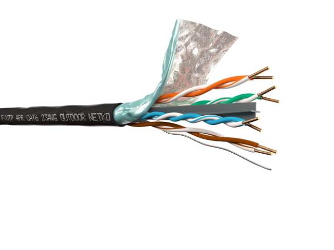 Кабель витая пара FTP4 cat.6, 23AWG, чистая медь, моножильный, уличный, проходит Fluke Test, 150 метров