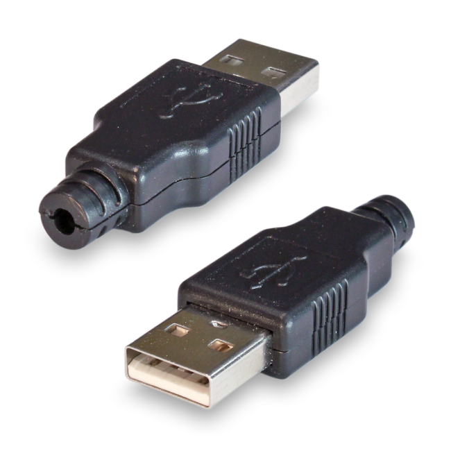 Комплект из 2-х разъемов USB2.0-male и USB2.0-female, под пайку
