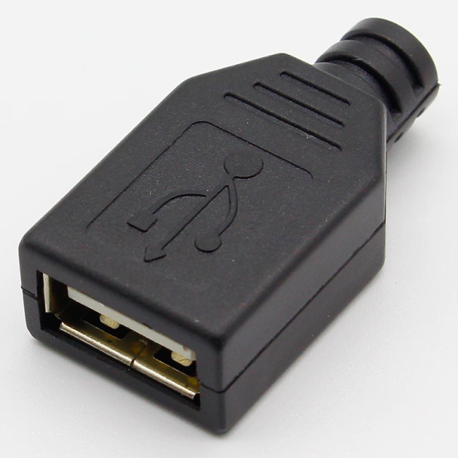 Комплект из 2-х разъемов USB2.0-male и USB2.0-female, под пайку