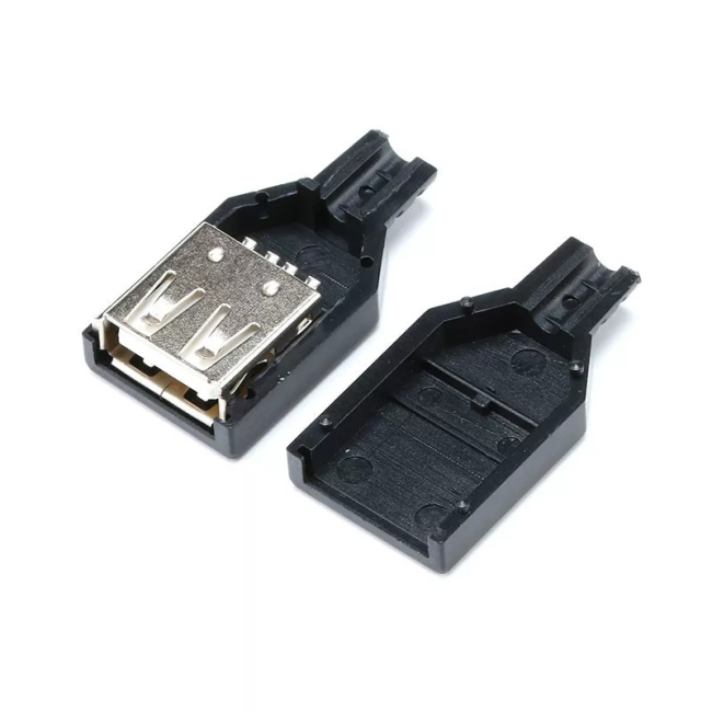 Комплект из 2-х разъемов USB2.0-male и USB2.0-female, под пайку