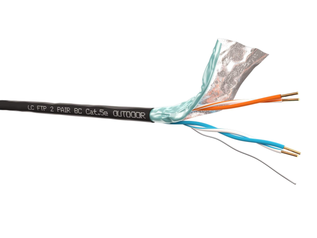 Кабель витая пара FTP 2 пары, медный, cat.5e, для уличного использования, 40 метров Кабель витая пара FTP 2 пары, медный, cat.5e, для уличного использования, 40 метров