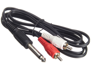 Шнур аудио-видео 2RCA-6,3 мм, литой, Netko, 1.2 метра