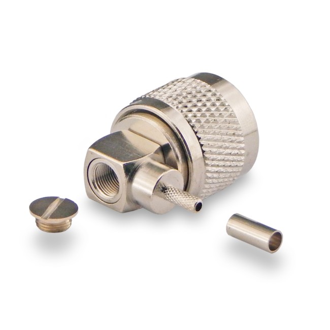 Угловой разъем N-male под кабель RG174, RG178, RG316, 50 Ом, обжимной под пайку, 10 шт.