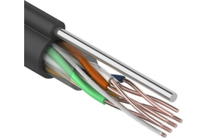 Кабель витая пара UTP с тросом, 4 пары, cat.6, моножила, медный, уличный с тросом, коннекторами и колпачками в комплекте, 280 метров