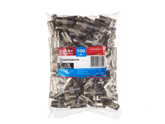 Переходник F-female на TV-female, P108-59, Netko, 100 шт