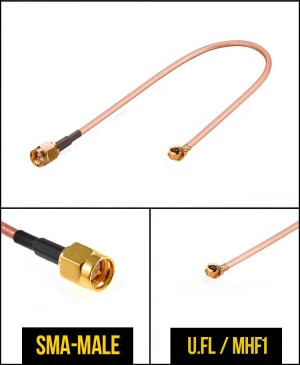 Комплект пигтейлов SMA-male - U.FL (IPEX), кабель RG178, 50 Ом, 15 см, 2 шт