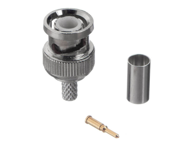 Разъем BNC-male для кабеля 3C-2V, медный, покрытие цинк, обжимной, Netko, 4 шт