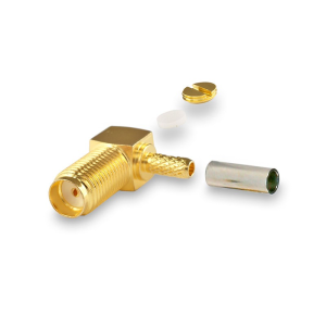 Угловой разъём SMA-female под кабель RG174, RG178, RG316, 50 Ом, обжимной под пайку, 4 шт.