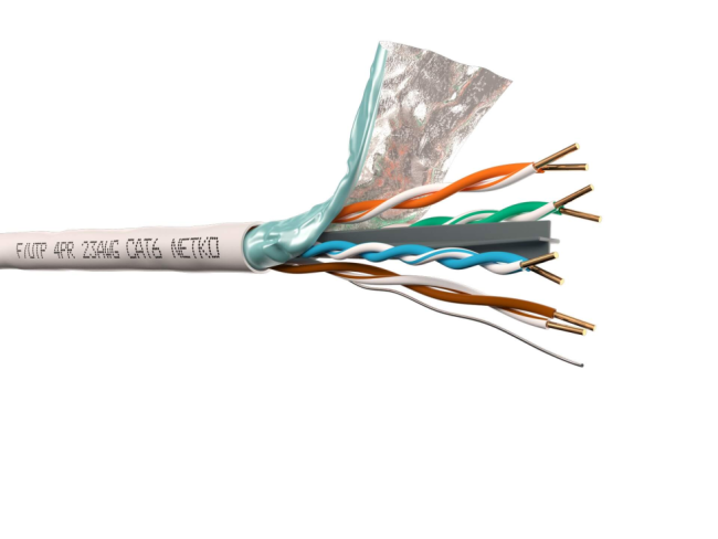Кабель витая пара FTP4, cat.6, 23AWG, чистая медь, моножильный, экранированный, проходит Fluke Test, 250 метров