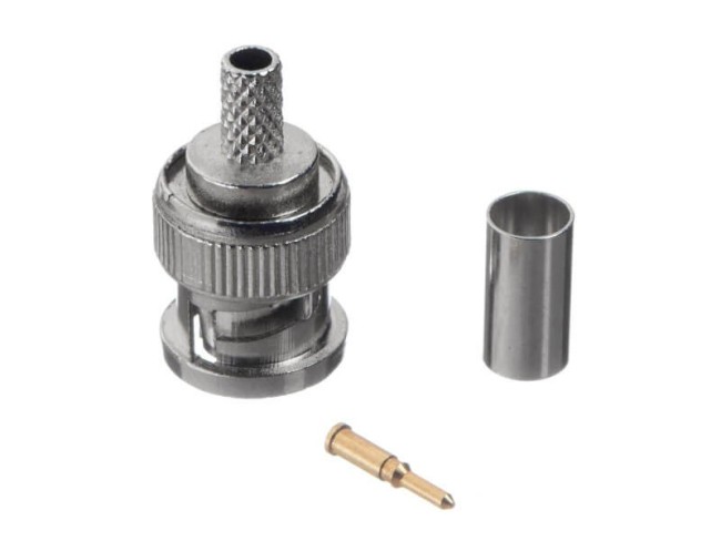 Разъем BNC-male для кабеля 3C-2V, медный, покрытие цинк, обжимной, Netko, 10 шт