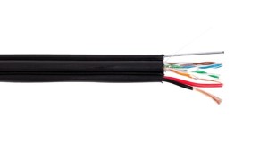 Кабель комбинированный FTP (экранированный), cat.5e, 4 пары медь + питание 2x1.5, уличный с тросом, 130 метров