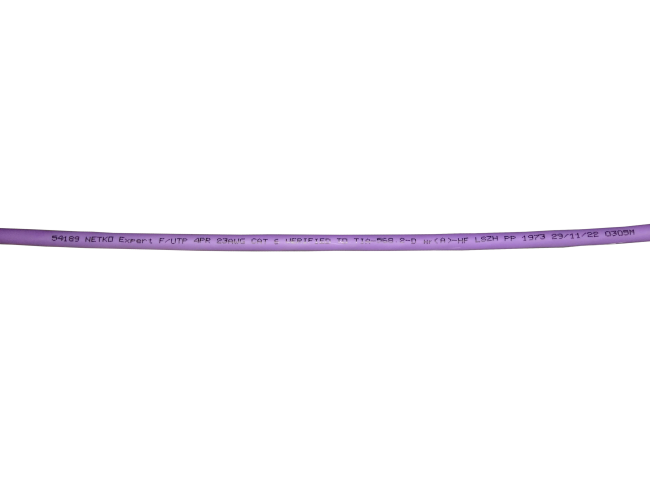 Кабель витая пара FTP4, cat.6, 23AWG, чистая медь, нг(А)-HF LSZH, фиолетовый, проходит Fluke test, 10 метров